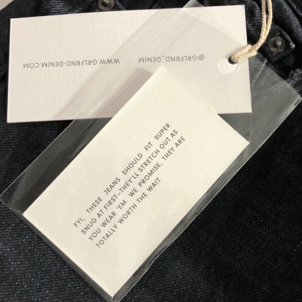 GRLFRND Black Karolina High Rise Skinny Jeans Raw Hem 100% Cotton Denim 27 New - Picture 10 of 11